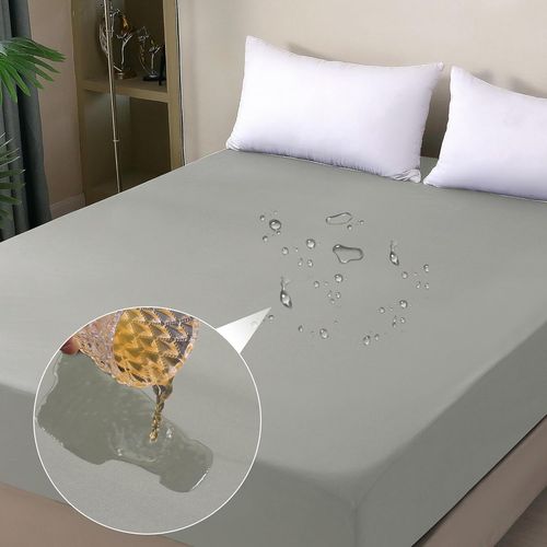 TZF-Protège-matelas imperméable 140 x 200 cm - Housse de matelas imperméable et respirante - Protection contre l'humidité - Pour toutes les saisons - Gris