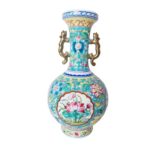 Vase chinois, style qianlong, faience. Céramique, 26 CM