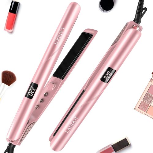 Lisseur Cheveux Professionnel Fer A Lisser Fer À Lisser Et Boucler 2 En 1 - Revêtement Céramique Tourmaline Antistatique & Glisse Facile - Voltage Universel 100-240v