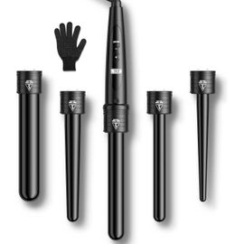 Asfasfq-Store Fer À Boucler Boucleur Céramique Fer À Friser 5 En 1 Avec Lcd Écran Multifonction Interchangeable Boucleur A Cheveux Avec Gant Et-W301