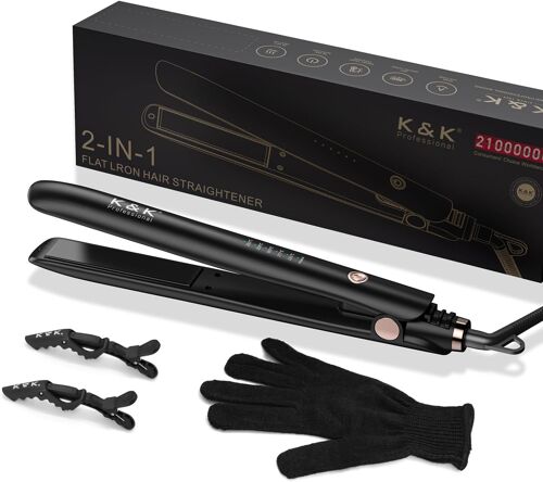 Hair , 2 In 1 Hair , Anti-Static Ceramic Coating, Led Display, Quick Heating For Thick, Frizzy And Extra Long Hair, 120-230°C