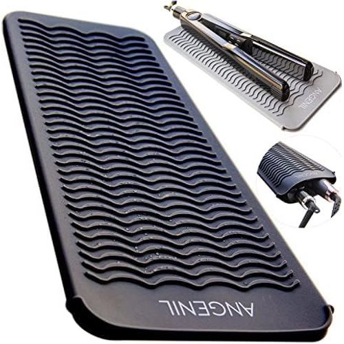 Pochette De Tapis De Voyage En Silicone Résistant À La Chaleur Pour Fer Plat En Titane, Fer À Lisser Professionnel Et Bigoudi 2 En 1, Baguette À Friser, Vague De Tige, Outils De Fer À Friser