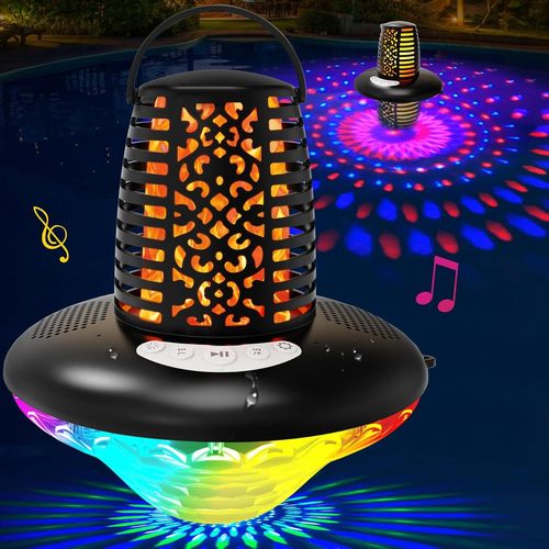 Enceinte Bluetooth Piscine Flottante, Enceinte Bluetooth Portable Avec Lumière De Flamme Et Coloré, Enceinte Douche Étanche Ip68,Appairage Tws,Double Hd Stéréo Haut Parleur Puissant, Noir[Z278]