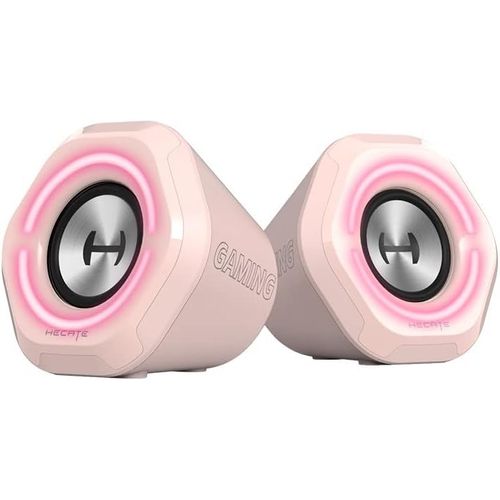 KYAOAYO-Hecate G1000 - Enceintes Gaming Actives Rvb, Bluetooth 5.0, Entrées Aux, Usb, 10W, Rose