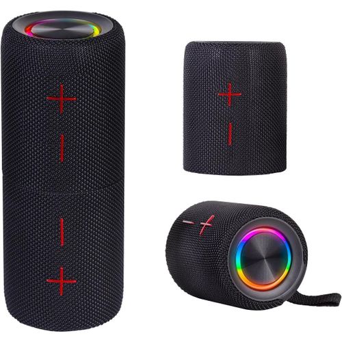 SUBZONAL-XR 8A44 Double Haut-Parleur amplifié Portable 10 W x 2, boîtier sans Fil séparable en 2 unités, Micro SD, AUX-in, Audio sans Fil 5.3, IPX5, Batterie intégrée, Noir