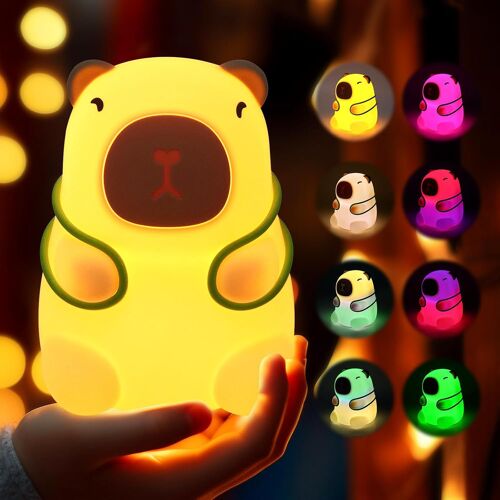 Capybara Veilleuse Led, Lampe De Chevet Enfantin, Multicolore, Silicone, 7 Couleurs Et Éclairage Rgb, Rechargeable Usb, Pour Chambre À Coucher, Enfants