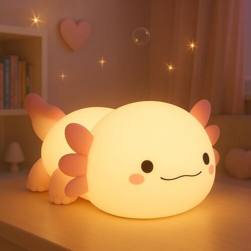 Axolotl Veilleuse En Silicone Souple Avec Minuterie À Intensité Variable Rechargeable - Cadeau Pour Chambre À Coucher, Allaitement Maternel, Décoration De Chevet Pour Enfants, Bébés Et Filles