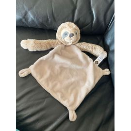 DOUDOU PLAT PARESSEUX TEX BABY BEIGE ET GRIS 30 CM