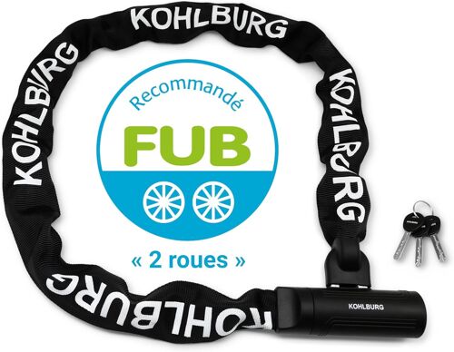 Subzonal-Antivol Chaîne De Sécurité 120cm, Homologué Fub 2 Roues & Cadenas Velo Avec Chaine D'épaisseur En Acier Spécial Trempé, Aussi Comme Antivol Vélo Électrique Et Antivol Moto