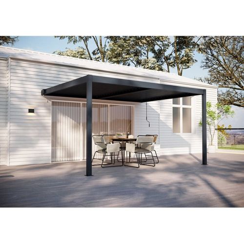 Pergola Bioclimatique Aluminium Gris Anthracite 390 X 300 X 218 Cm