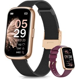 Montre Connectée Femme, 1.47"" Tracker d'Activité, 24 Modes Sportifs, Suivi Sommeil, Fréquence Cardiaque, SpO2, Podometre Fonction Féminine IP68 Longue Durée Smartwatch Android iOS Or Noir