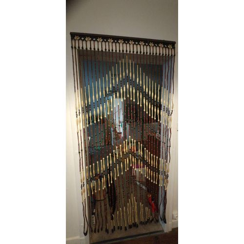 Rideau vintage perles bois coloré 90x200