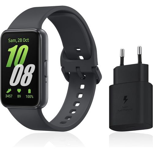 Chenquansarl-Galaxy Fit3, Bracelet Connecté, Chargeur Secteur Rapide Inclus, Écran 1,6, Notifications Sms Et Appels, Fonctionnalités Sport & Bien-Être, Ip68, Batterie Longue Durée, Gris, Version Fr