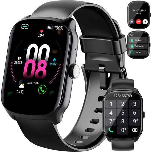 ChenQuanSarl-Montre Connectée Femme Homme, Avec Appel Bluetooth, 1.95""Hd Ecran Incurvé Smartwatch, 110+ Sportifs Montre Podomètre, Sommeil/Cardiofrequencemetre Montre Sport, Ip68 Étanche Pour Android