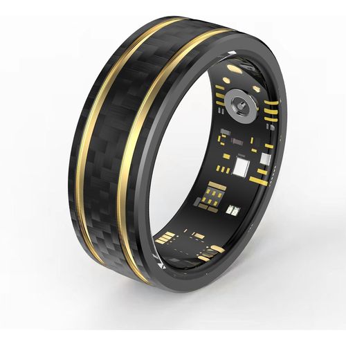 Bague Intelligente Pour Homme Et Femme - Bague Intelligente Android - Suivi Du Sommeil - Fréquence Cardiaque - Spo2 - Calorie - Distance - Podomètre - Noir Et Doré