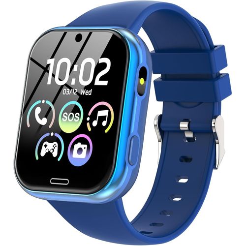Montre Connectée Enfant - Smartwatch Téléphone Pour Fille Garçon Avec Appel Sos, Réveil, 19 Jeux, Montre Intelligente Enfants De 4 À 12 Ans Cadeau Avec Musique, Appareil Photo, Lampe Poche, Bleu