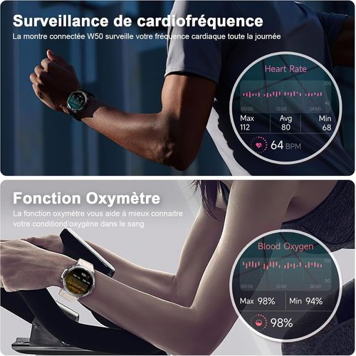 Montre Connectée Homme avec Appel Bluetooth, Montre Appel, Écran 1.39"" TFT, Moniteur Cardiofréquence/SPO2, Analyse Sommeil, 100 Modes de Sport,pour Android/iOS (Vert)