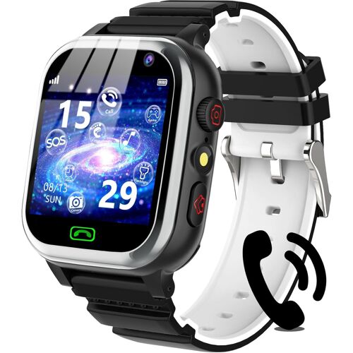 Montre Connectée Enfant, Montre Enfant Fille Garçon avec Téléphone SOS Pedometer Jeux Réveil Musique Caméra Calendrier Calculatrice, Montre Enfant Smartwatch Cadeaux Garçons et Filles (Dull black)