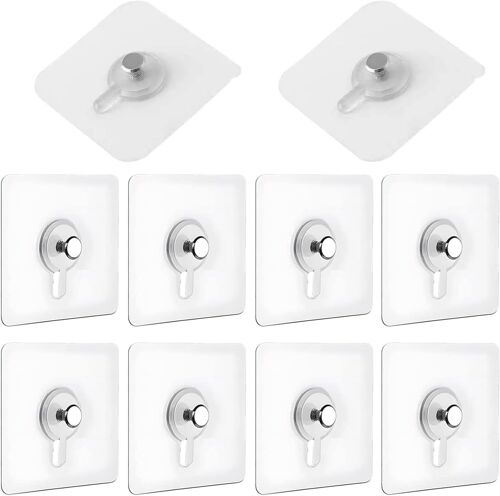 MEVRONISSHOP-Lot de 10 Adhesif Accroche Tableau Sans Percer,Clous de Suspension Auto-adhésifs,Clous de Suspension Mural Transparent,pour Accroche Cadres Photo, Art Mural, Lumières Décoratives