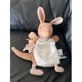 Doudou peluche Marionnette Kangourou Marron et blanc  Nopnop KALOO 30cm