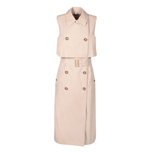 Trench-Coat En Mélange De Coton Beige Pour Femme Burberry
