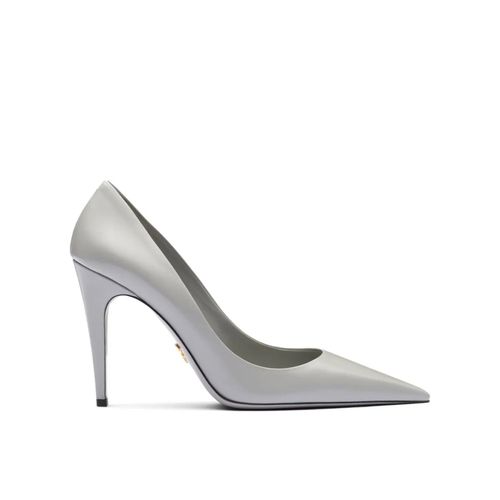 Chaussures Pompes En Cuir Suédé Gris Pour Prada