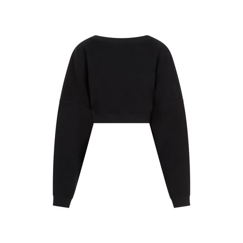 Sweatshirt Cropped En Coton Noir Pour Femme Saint Laurent