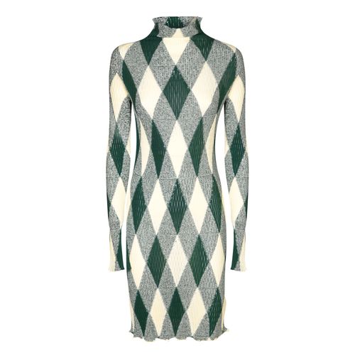 Robe Verte En Mélange De Soie À Col Montant Burberry