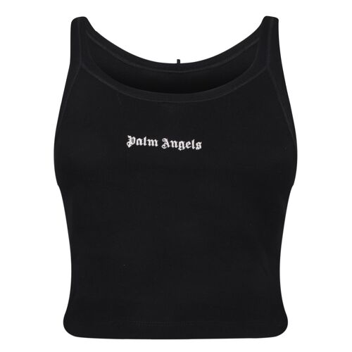 Palm Angels Crop Top Noir En Coton Avec Logo