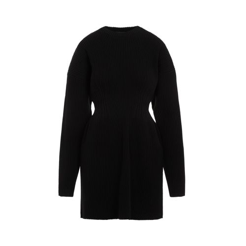 Robe Noire Taille Sablier À Mi-Mollet Balenciaga