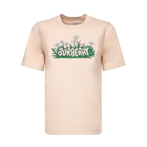 T-Shirt En Coton Beige À Imprimé Floral Burberry
