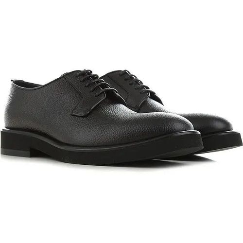Chaussures Lacets En Cuir Noir Pour Emporio Armani