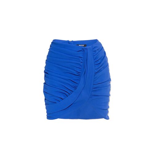 Jupe Mini Drapée Bleue Balmain - Mélange De Viscose