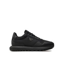 Baskets En Cuir Noir Pour Emporio Armani