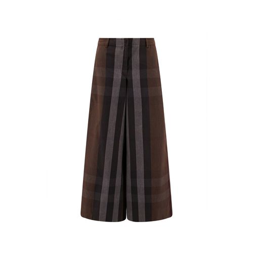 Pantalons En Mélange De Coton Taille Haute Burberry - Marron
