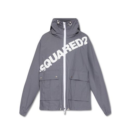 Veste Coupe-Vent En Coton Gris Avec Logo Pour Homme Dsquared2