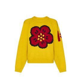 Pull En Mélange De Coton Et Laine Jaune Kenzo Pour Femmes