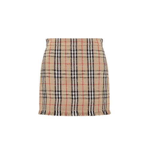 Jupe Mini En Laine Mélangée Vintage Beige Burberry