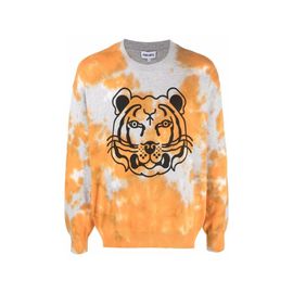 Pull En Coton Tie-Dye Orange Avec Tigre Pour Homme Kenzo