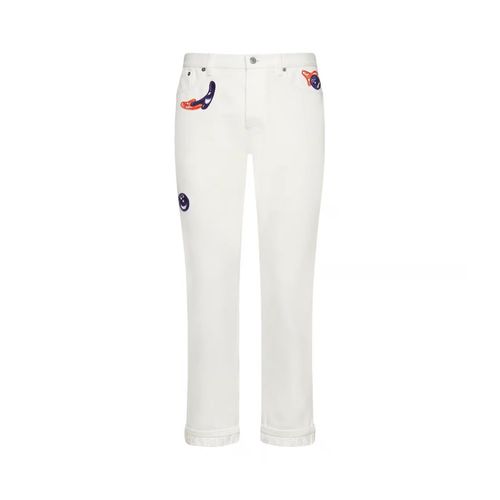 Jeans En Coton Pour Homme Dior White Kenny Scharf Patches