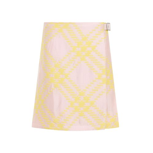 Jupe Plissée En Mélange De Coton Rose Et Violet Burberry