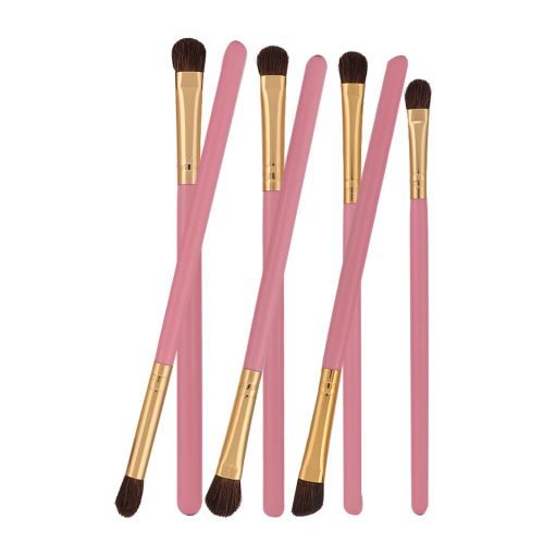 Lot De 7 Pinceaux A Paupieres Portables En Crin De Cheval, Pour Mettre En Valeur Les Paupieres, Pinceaux Cosmetiques, Outil De Maquillage, Rose Et Dore 