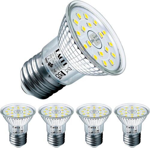 Ampoule Led E27 Blanc Chaud 4.9w Équivalent Incandescence Halogène 70w, Lot De 4. 630 Lumens 2700k Non Dimmable, Large Faisceau 120° Spot, Éclairag Sans Scintillement, R50 Lampe À Réflecteur