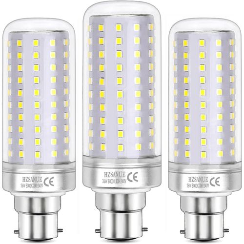 Led Ampoules 26w,200w Ampoules À Incandescence Équivalentes,3000lm,6000k Blanc Froid,B22 Casquette Baïonnette,Paquet De 3
