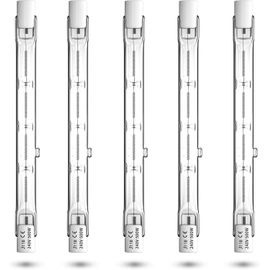 Kal-R7s 118mm Ampoule Halogène Linéaire, J118 Dimmable Halogène Slim 11000lm Blanc Chaud 2800k Pour Lampes De Sol, Plafonniers, 5 Pack