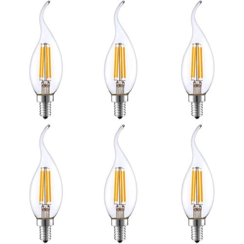 Cheng-Ampoule Led E14 4w Filament, Forme Bougie, 4w Equivalent À Ampoule Incandescente 40w, Blanc Chaud 2700k, 400 Lumens,Ac 220-240v, Non Dimmable, Lot De 6