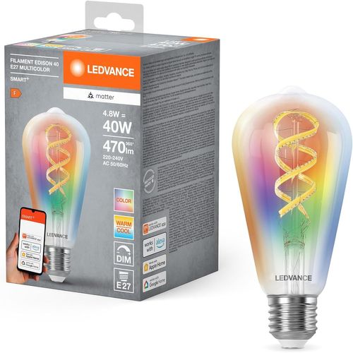Smart+ Matt Led Lampe, White Frost Optics, 14w, 1521lm, Forme De Lampe À Incandescence Classique Avec E27, Couleur Lumière Et Lumière Blanche, Avec Vocal Control, Jusqu'à 20 000 Hrs, 1-Pack