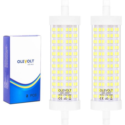 Ampoules R7s Led 118mm Blanc Froid 6000k 1380lm Lampes Led R7s 12w Equivalent 120w Halogène R7s, Large Angle De Faisceau 360° Ac 220-240v, Non-Dimmable, Lot De 2