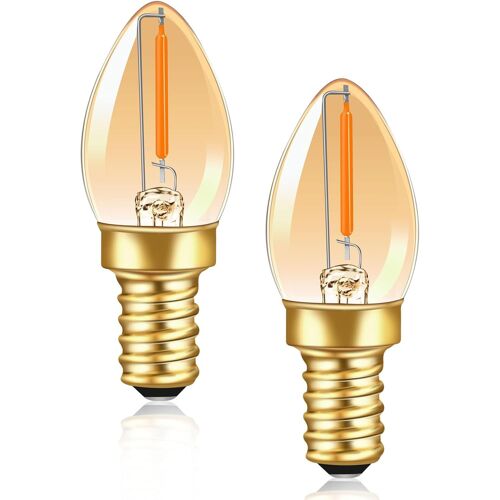 Ampoule Bougie Led C7 E12 Blanc Chaud 220v 0.5w Petite Ampoule Vintage Edison Remplacement 5w Incandescent, 50lm 2200k Ambre E12 Ampoule Led Décorative Veilleuse Lampe À Sel, Non Dimmable, Lot De 2