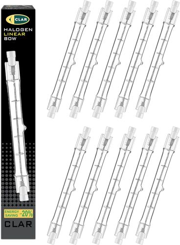 Kal-Ampoule Halogène R7s 118mm, Lampadaire Halogène, Lampe 80w (Pack De 10)